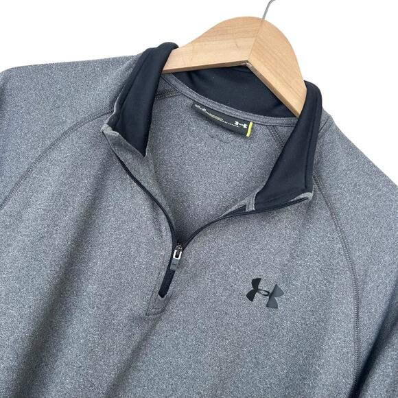 Under Armour Gray Quarter Zip Long Sleeve Shirt Sz L - Picture 1 of 5